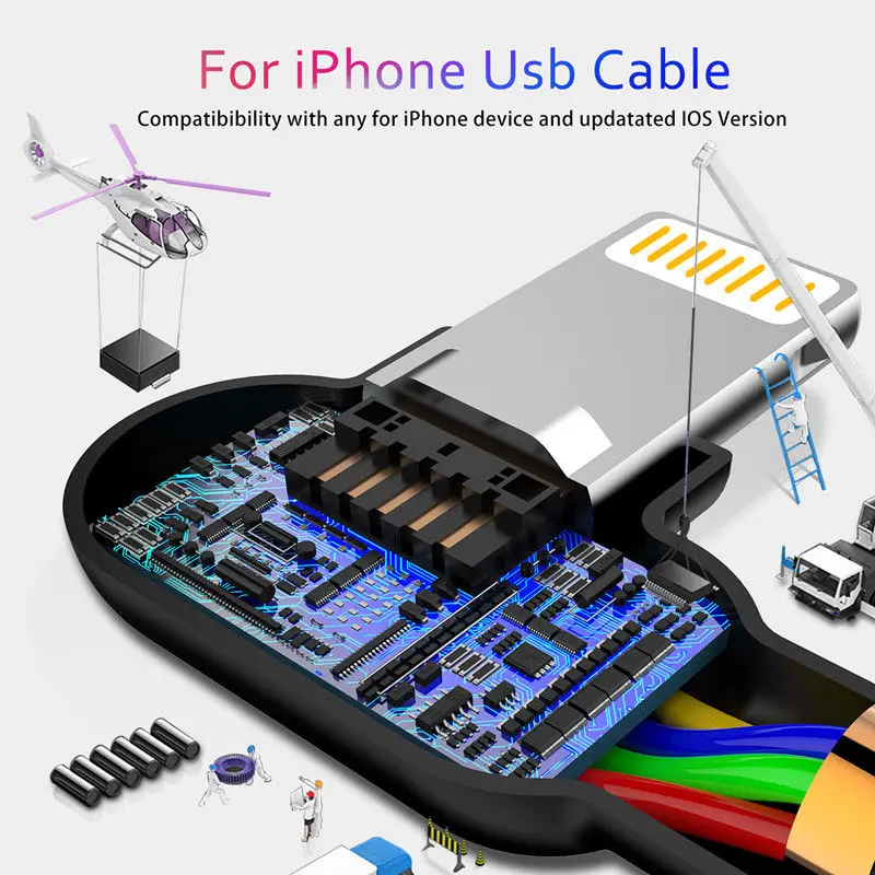 MCDODO 1,8 м светодиодный USB кабель для iPhone X 8 7 6 5 6s Быстрая зарядка USB кабель для передачи данных для iPhone 11 Pro XS MAX XR X Кабель зарядного устройства