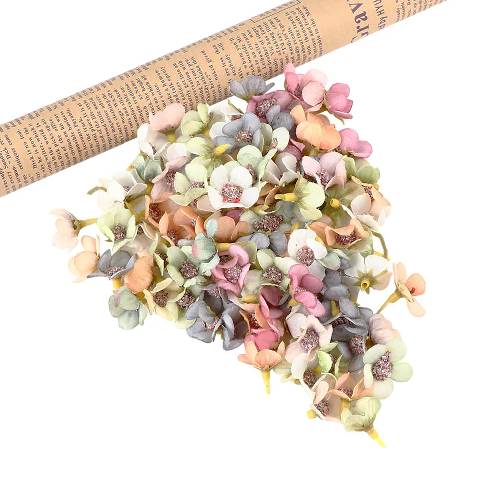100 Pcs 2 cm Multicolor Daisy Flower Heads Mini Silk Artificial Flowers for Scrapbooking Home Wedding Decoration