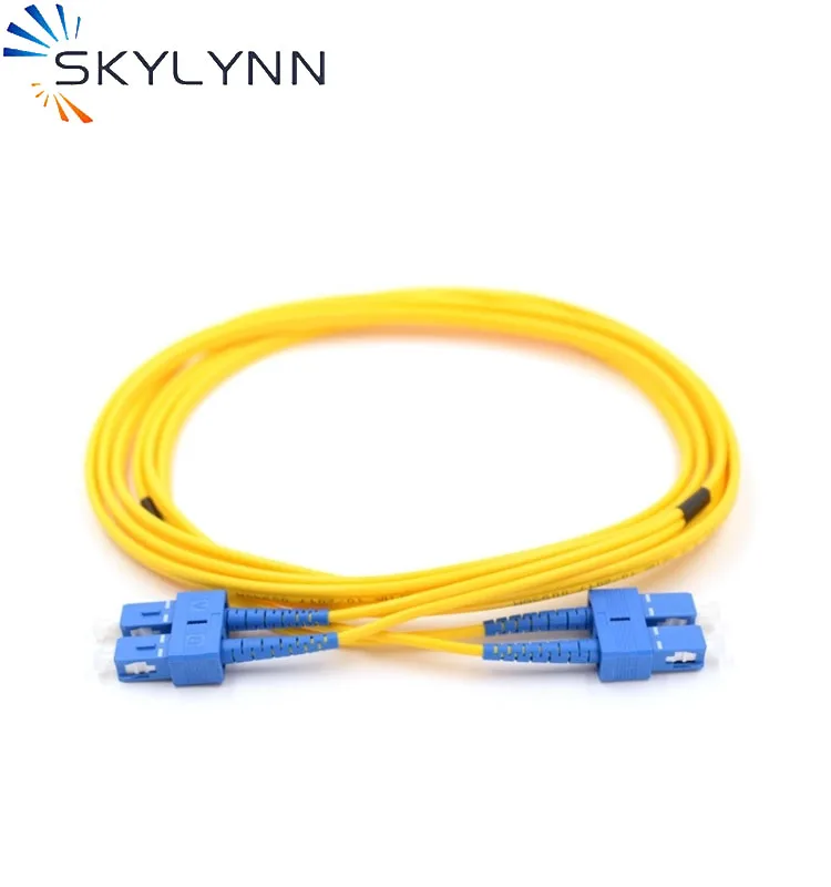 Cable de parche de fibra óptica, 10 Uds. 1M 2M 3M 5M 10M SC/UPC-SC/UPC modo único G652D dúplex 2,0mm amarillo LSZH