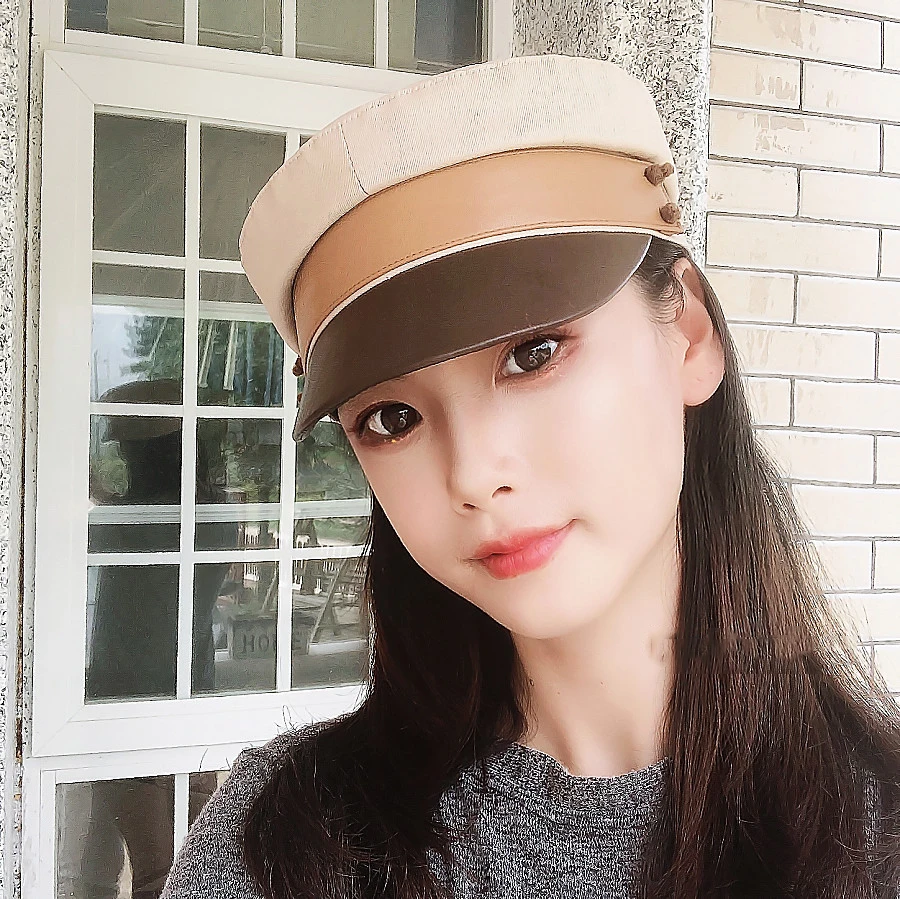 USPOP New Patchwork Newsboy caps Women Flat Visor Cap Color blocking Militray caps S M L