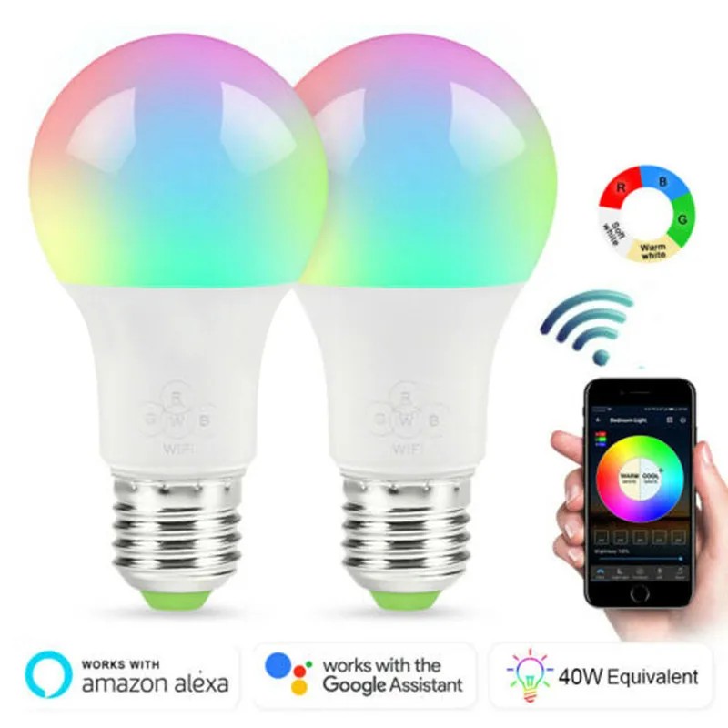 3PCS Smart WiFi Light Bulb Magic Light Bulb Lamp Wake-Up Lights Dimmable LED Light Compatible with Google Home /Alexa/IFTTT