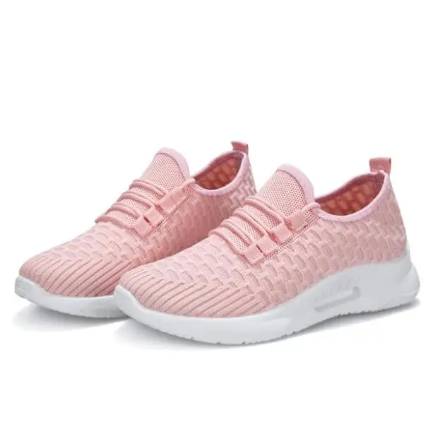 Прямая поставка женский обувь летние белые кроссовки Basket Femme супер легкие вулканизированные туфли женские сетчатые кроссовки женская повседневная обувь - Цвет: Розовый