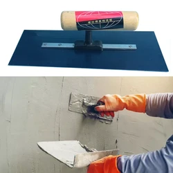 Blue Carbon Steel Wooden Handle Plastering Coat Float Trowel Structure Concrete Spatula Tools 24cmx10cm/9.45x3.94''