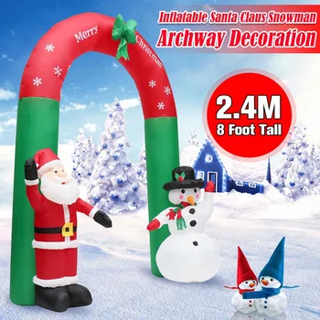 

2.4m High Christmas Inflatable Santa Claus Snowman Inflatable Archway W/Blower for Garden Christmas Ornaments Xmas New Year