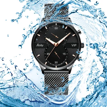 

Top Brand Aishy Quartz Watch for Boy Stainless Steel Band 30m Water Resistant Business Men Watch 3bar Dropshipping High Quality