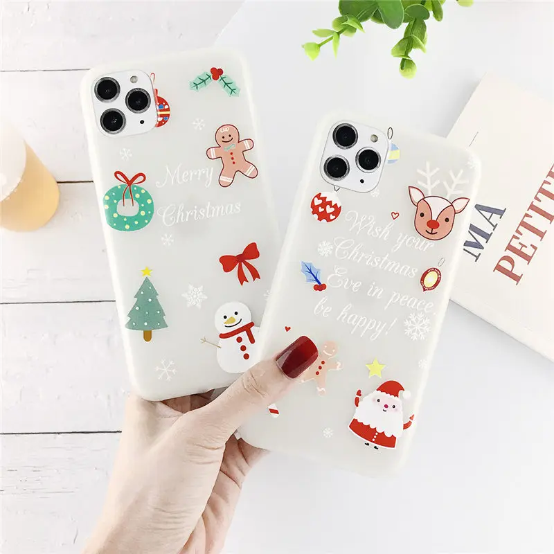 Lovebay Прозрачный матовый светящийся чехол для телефона для iPhone 7 8 6 6s Plus 11 Pro X XS XR XS Max Рождественская мягкая задняя крышка из ТПУ