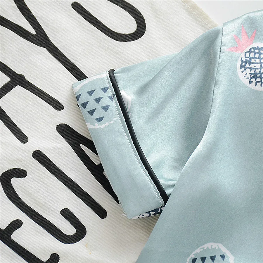 kids short-sleeved clothes baby pajamas thin suit toddler Kids baby boys girl cartoon pajamas sleepwear shorts clothes set 40A1 (22) - 副本