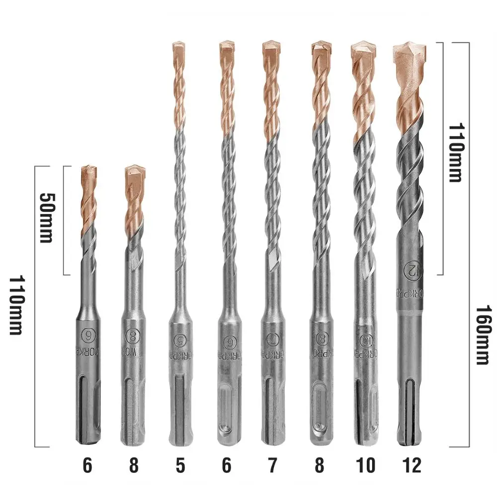 Workpro 8 Pc Hammer Sds Plus Drill Bit 
