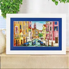 

H T Venice water city embroidered cat cross stitch embroidery kits Top Quality Lovely Hot Sell Counted Cross Stitch Kit