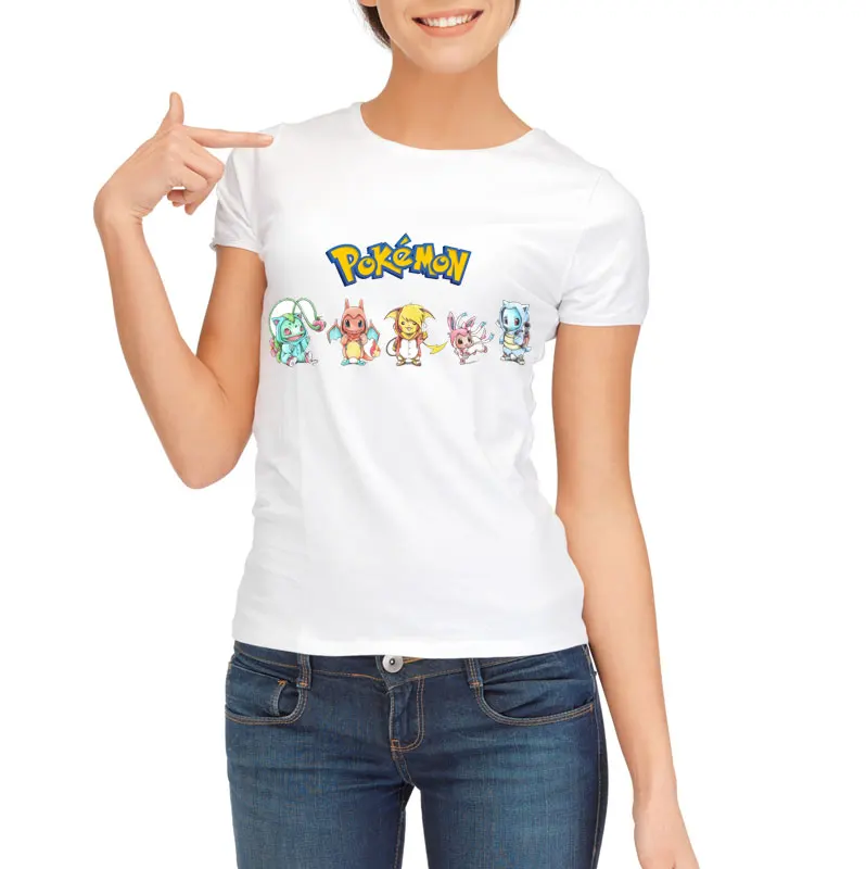 Женская футболка Harajuku забавный Покемон Snorlax Togepi Squirtle японская аниме женские топы