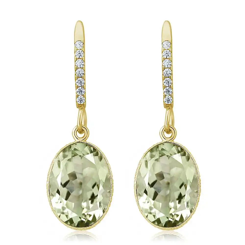 GemStoneKing 10,00 Ct 14X10 мм Овальный натуральный зеленый аметист позолоченные серебряные серьги-подвески с драгоценными камнями для женщин