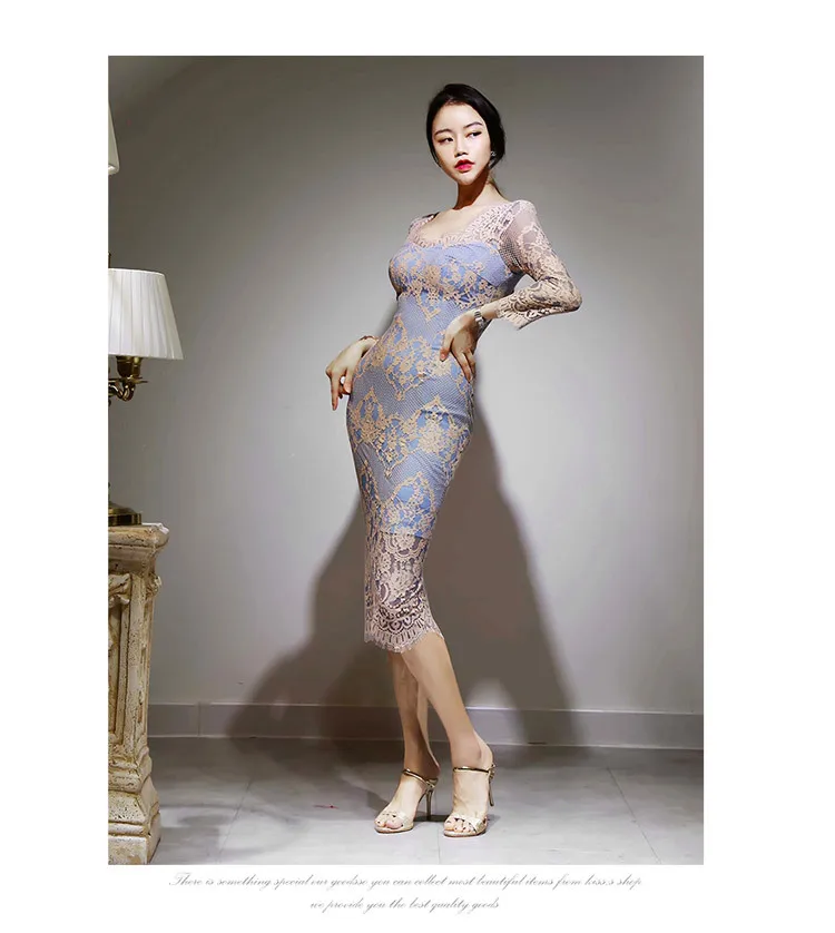 Женское платье осенняя одежда стиль дебютантное элегантное кружевное приталенное платье средней длины с v-образным вырезом