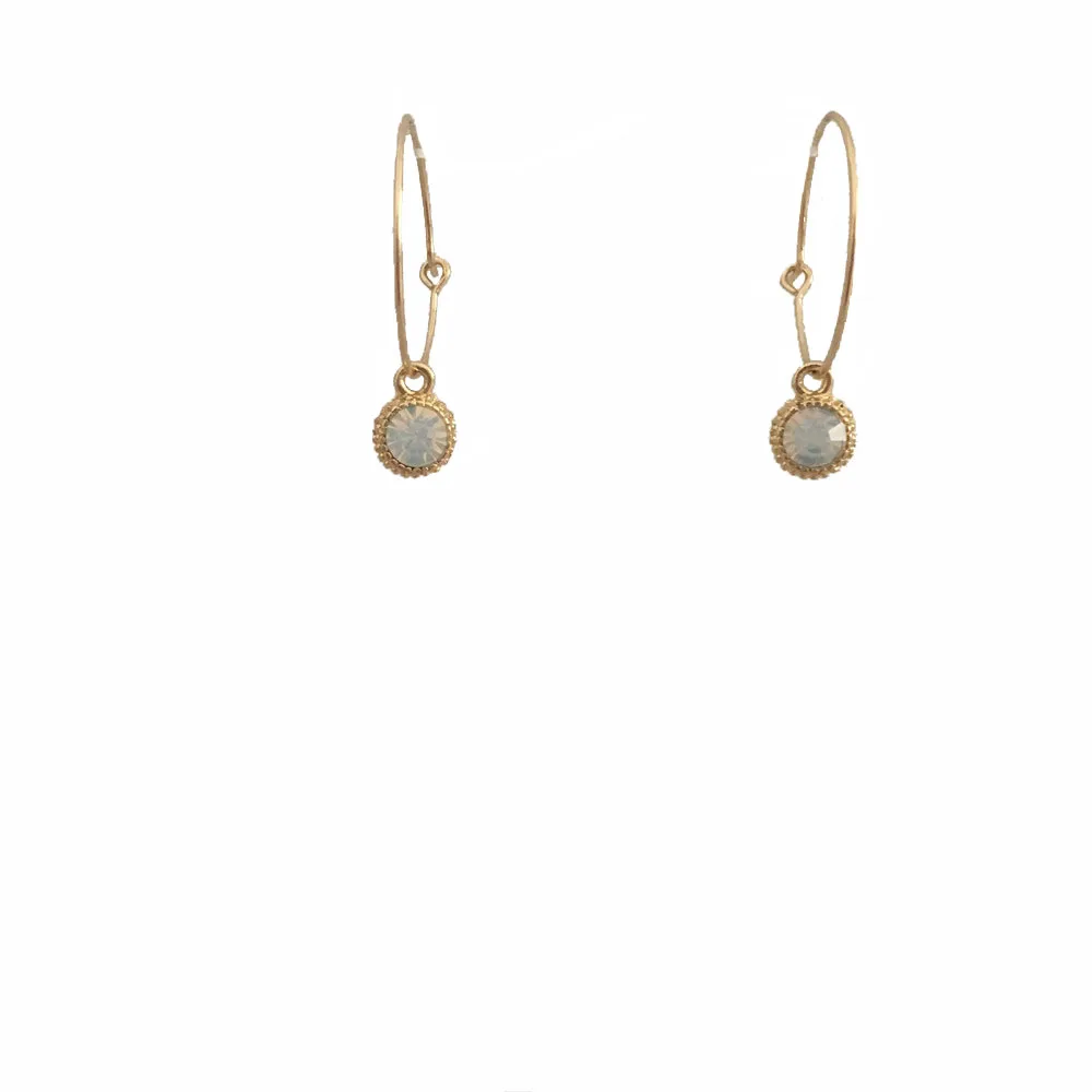 

CUTE CASUAL GOLD COLOR WITH OPAL STONE CHARM SIMPLE HOOP EARRING FOR WOMAN GIRL