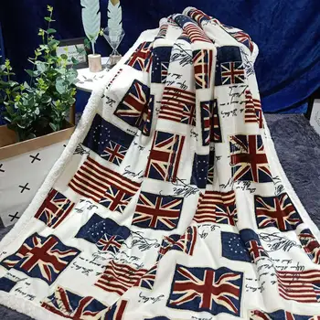 

British Flag/American Flag Multifunction Blankets Bedspreads for Bed Couch Warm Soft Coral Fleece Air Sofa Sherpa Throw Blanket