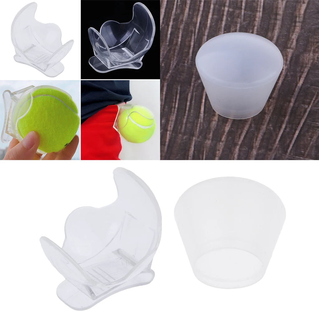 Premium Tennis Ball Holder Waist Clamp Clip with Racket End Cover Grip Clear Tennis Vibration Dampener Absorber
