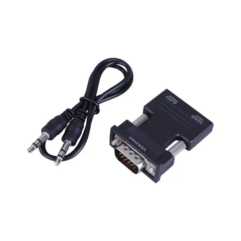 Черный 1080P адаптер hdmi-vga цифровые аналоговые аудио и видео конвертер кабель для ТВ коробка проектор светодиодный дисплей - Цвет: Черный