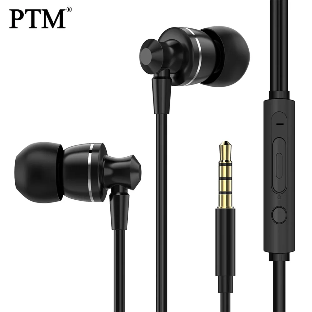 PTM D11P Hifi наушники для Xiaomi гарнитура для samsung спортивные наушники с микрофоном проводные наушники - Цвет: Black