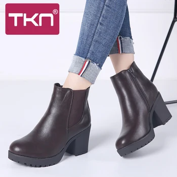 

TKN Genuine boots women ankle boots winter snow boots genuine leather boots for women fashion zip chelsea boots new arrival 1902