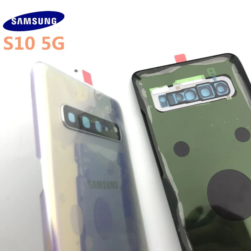 SAMSUNG Galaxy S10+ plus G977 G977F 5G версия Задняя стеклянная крышка батарейного отсека задняя дверь Корпус чехол Задняя стеклянная крышка