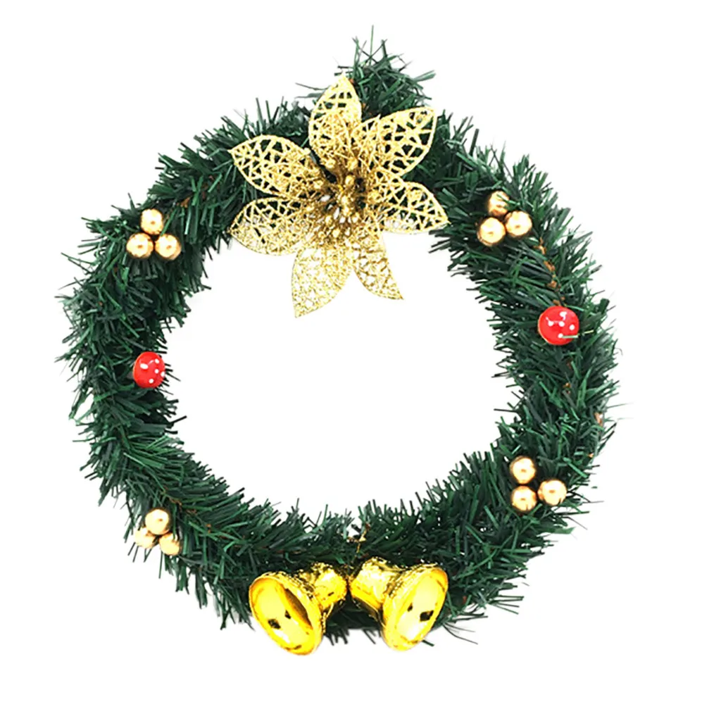 Yellow Рождественский венок передней двери украшения гирлянды зимние Висячие украшения Рождественские Ротанговые венок на дверь DIY украшения гирлянды - Цвет: Yellow
