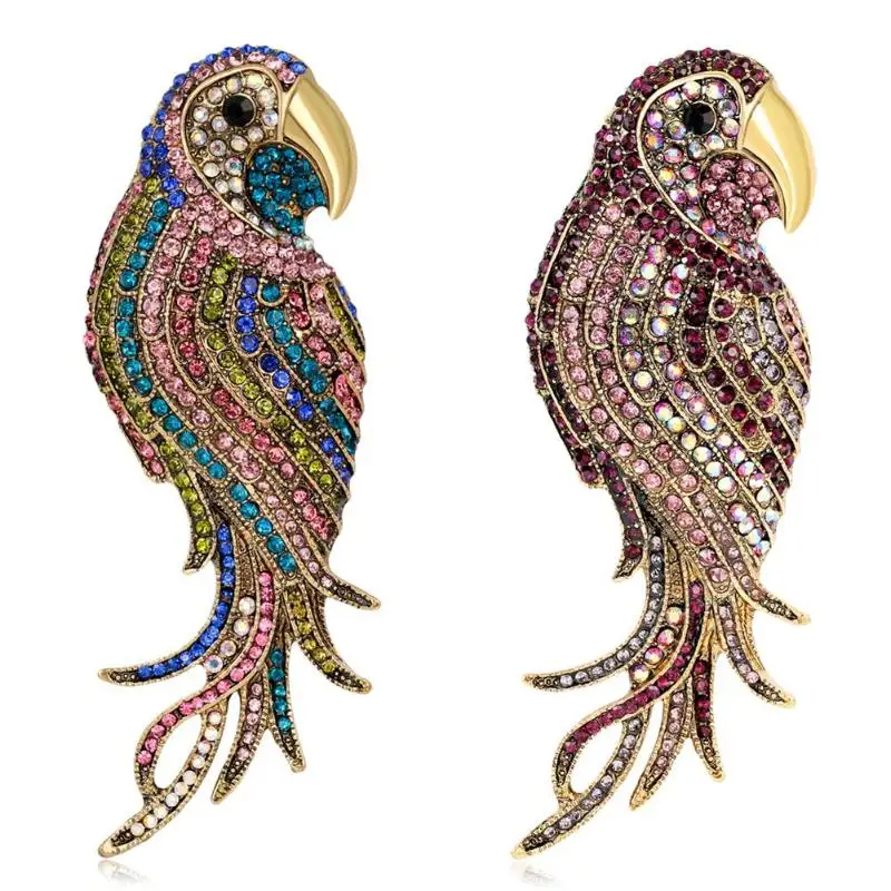 Новые милые эмалированные красочные попугаи Броши для женщин Модный дизайн брошь булавка в виде животного значки с животными рюкзак для одежды булавки