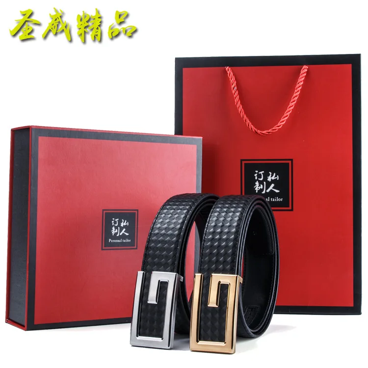 

2019 New Style Business Comfort Click Belt Paint Genuine Leather MEN'S Belt First Layer Cowhide Belt