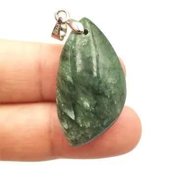 

Genuine Natural Green Seraphinite Pendant Reiki Stone Gemstone Women Men 31x17x10mm Water Drop Crystal Gemstone Necklace AAAAA