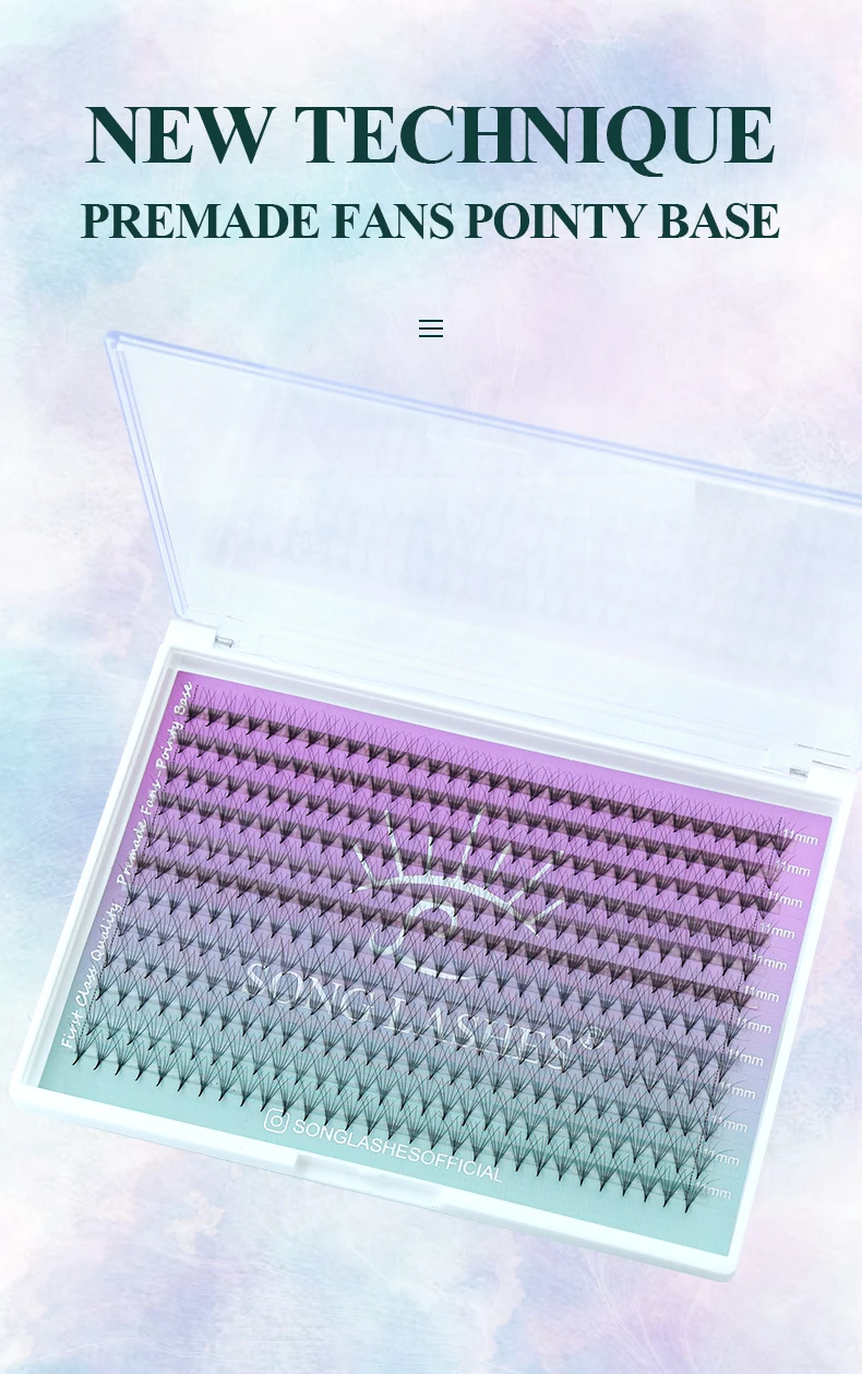 SONG LASHES Premade Volume Fans Mega Tray 360 Fans Sharp Thin Pointy Base Eyelash Extensions  Mega Tray 360Fans 6D 7D 8D 10D 12D