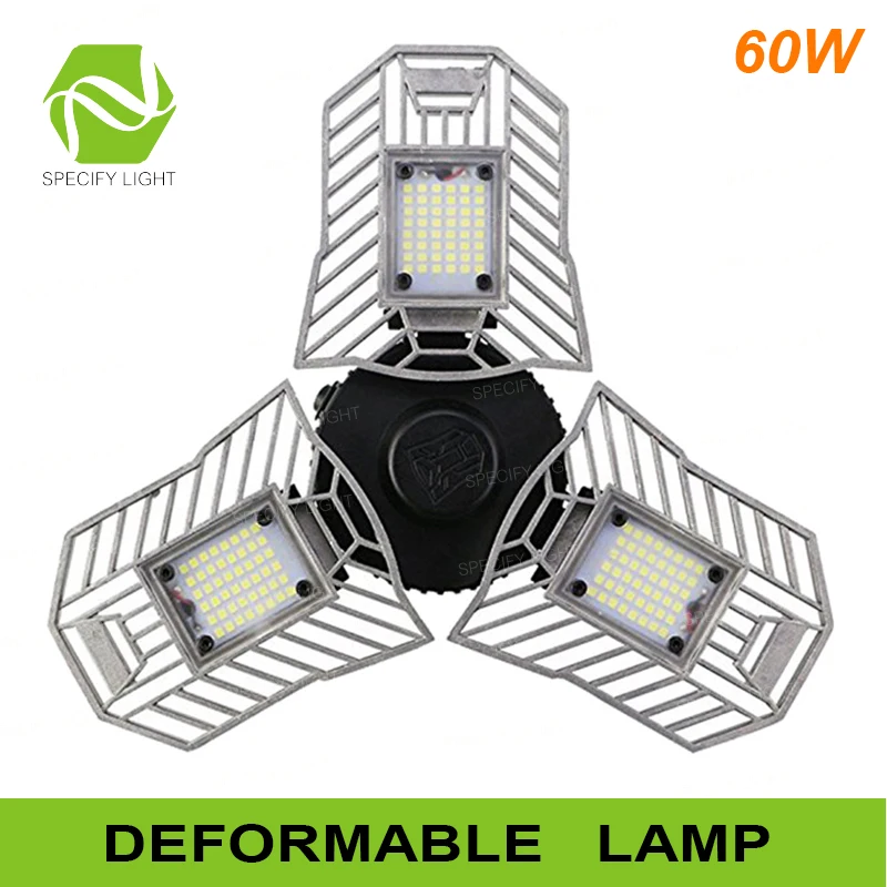 

60W LED Deformable Lamp Foldable Garage Light E27 LED Corn Bulb Home Lighting High Intensity Parking Warehouse Industrial