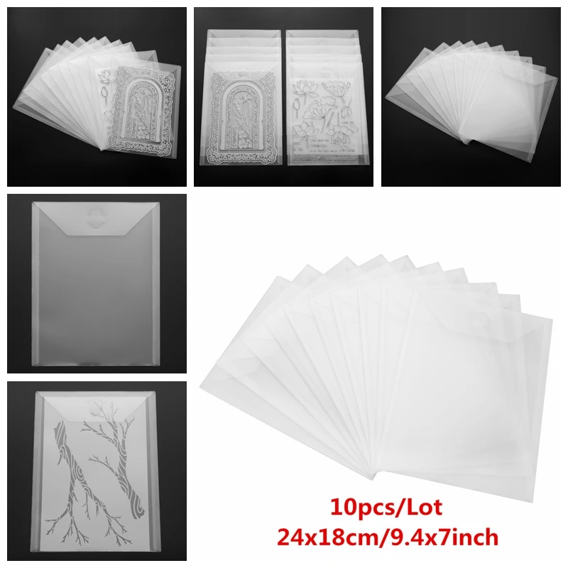 

10PCS/Set 7x9.4inch/7x5inch Transparent Plastic Storage Bags Durable Crafts For Dies Stamps Collection Organizer Holders Hot