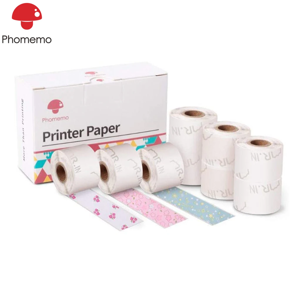 Phomemo Small Label Paper for M02S Sticky Note Patterned Thermal Sticker for M02Pro Printer Black Character Thermal Paper Roll