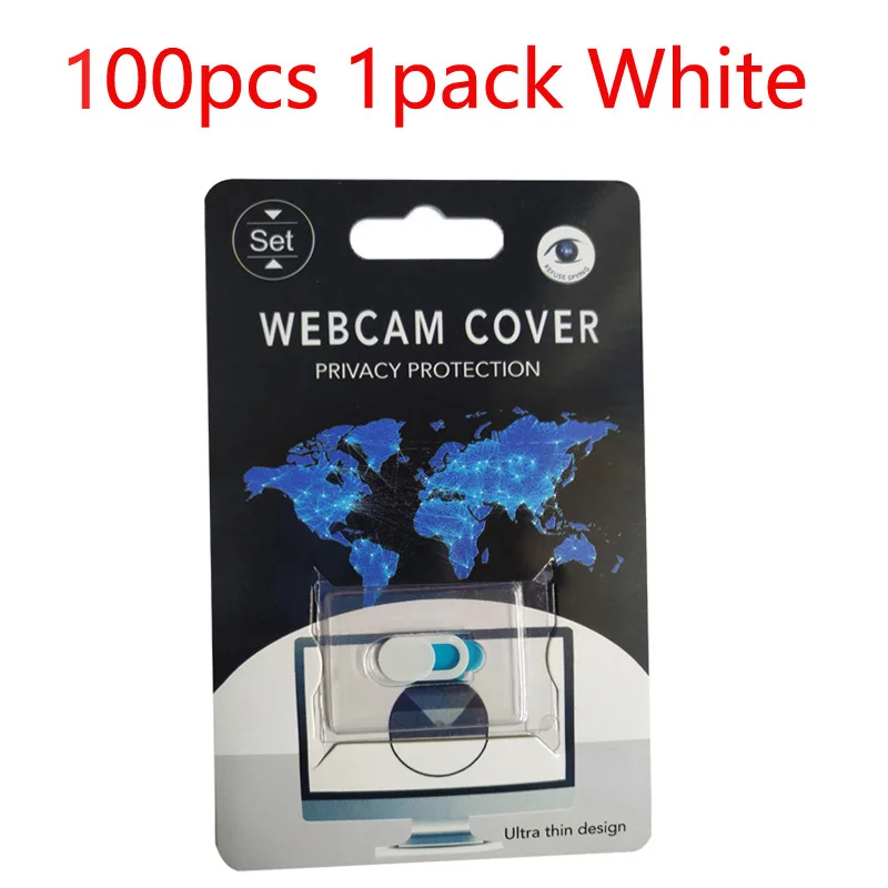 100pcs 1pack White 100-1000 шт Заказная продукция печать логотипа универсальная веб-камера крышка ультра тонкий затвор слайдер крышка объектива камеры с упаковкой - Цвет: 100pcs 1pack White