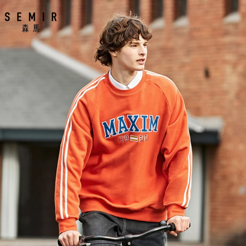 SEMIR, Корейская версия, свободный свитер, мужская, повседневная, ветровка, зима, плюс бархат, толстовки,, новинка, топ, брендовая одежда