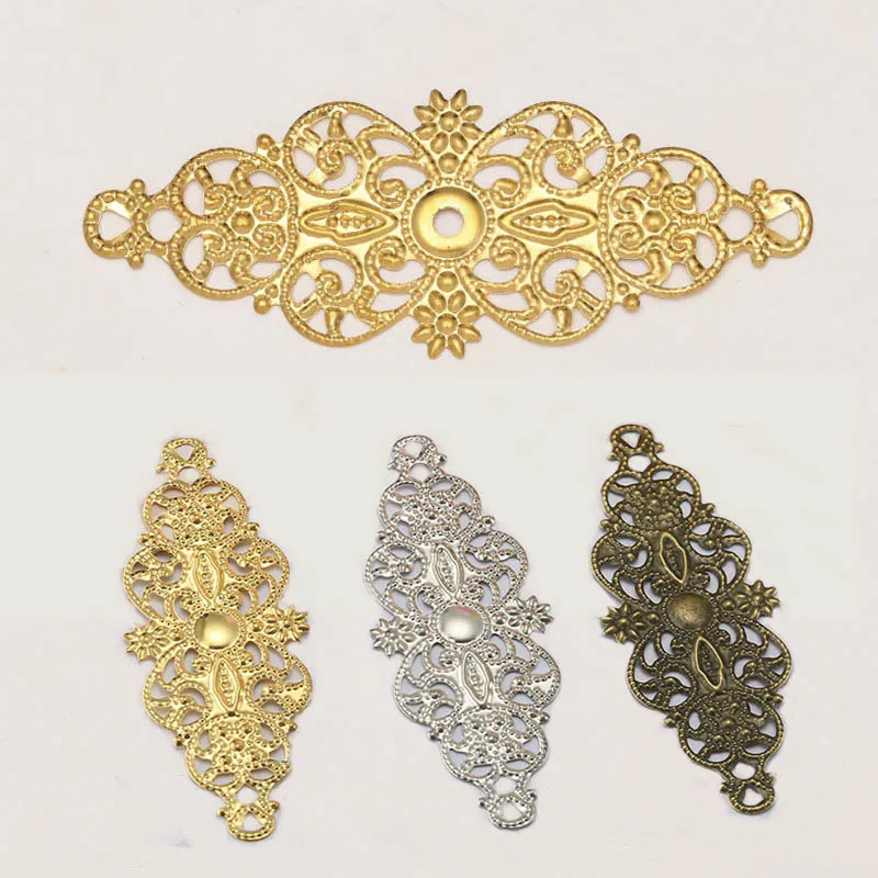 

20pcs 24x62mm Metal Filigree Flower Wraps Connectors Charm for DIY Jewelry Making Accessories Hollow Up Flower Findings Supplies