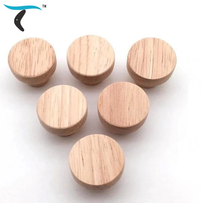 

6/10/20/50PCS 38mm*25mm Furniture Handle Door Drawer Wood Pull Wardrobe shoe cabinet Handle Round Solid Wooden Cabinet Knob