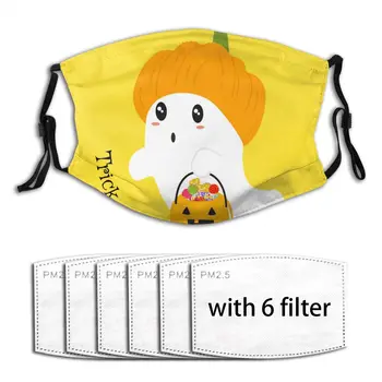 

Cute Ghost Wearing Pumpkin Hat Mask Mouth Face Mask Anti Dust Mask with Replaceable Filter