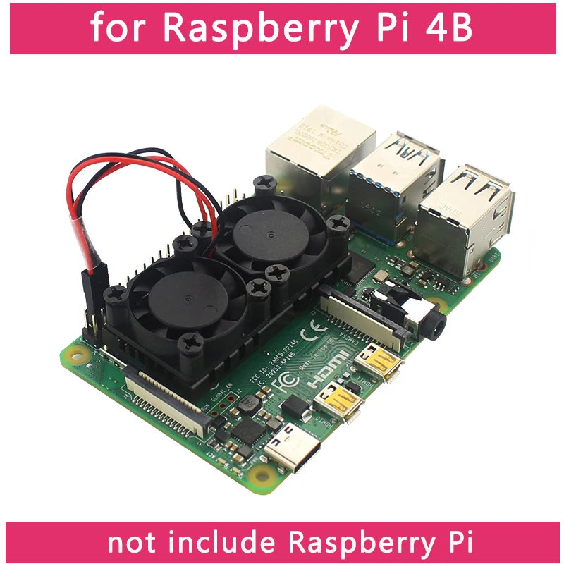 Raspberry Pi 4 B с двумя вентиляторами процессор печатная плата модуль охлаждения