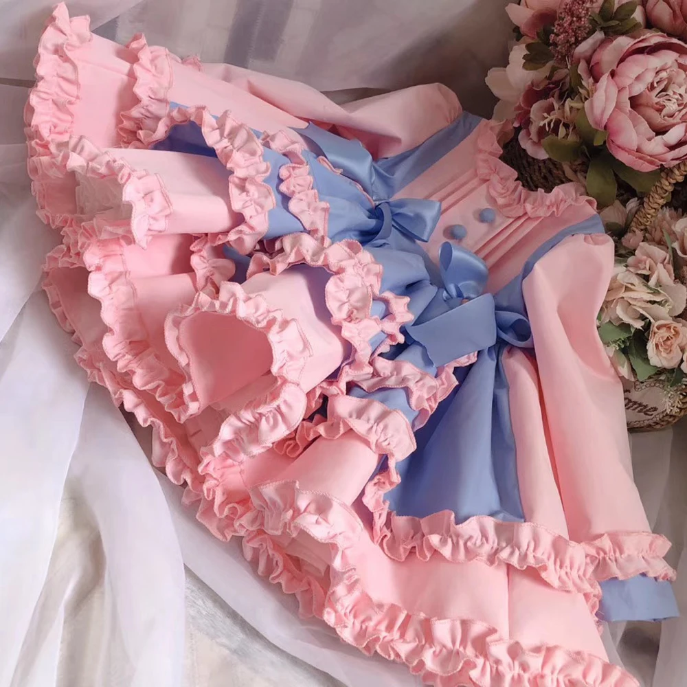 Розовые платья для девочек; платье-пачка ручной работы с длинными рукавами и цветочным рисунком; свадебные платья; одежда для малышей с шляпой; аксессуары для волос