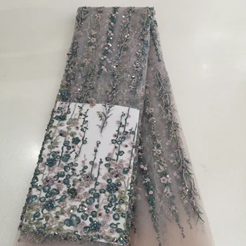 

onion mix green color heavy hand work beaded embroidery lace fabric 2020 latest design high quality wholesale price free shippin