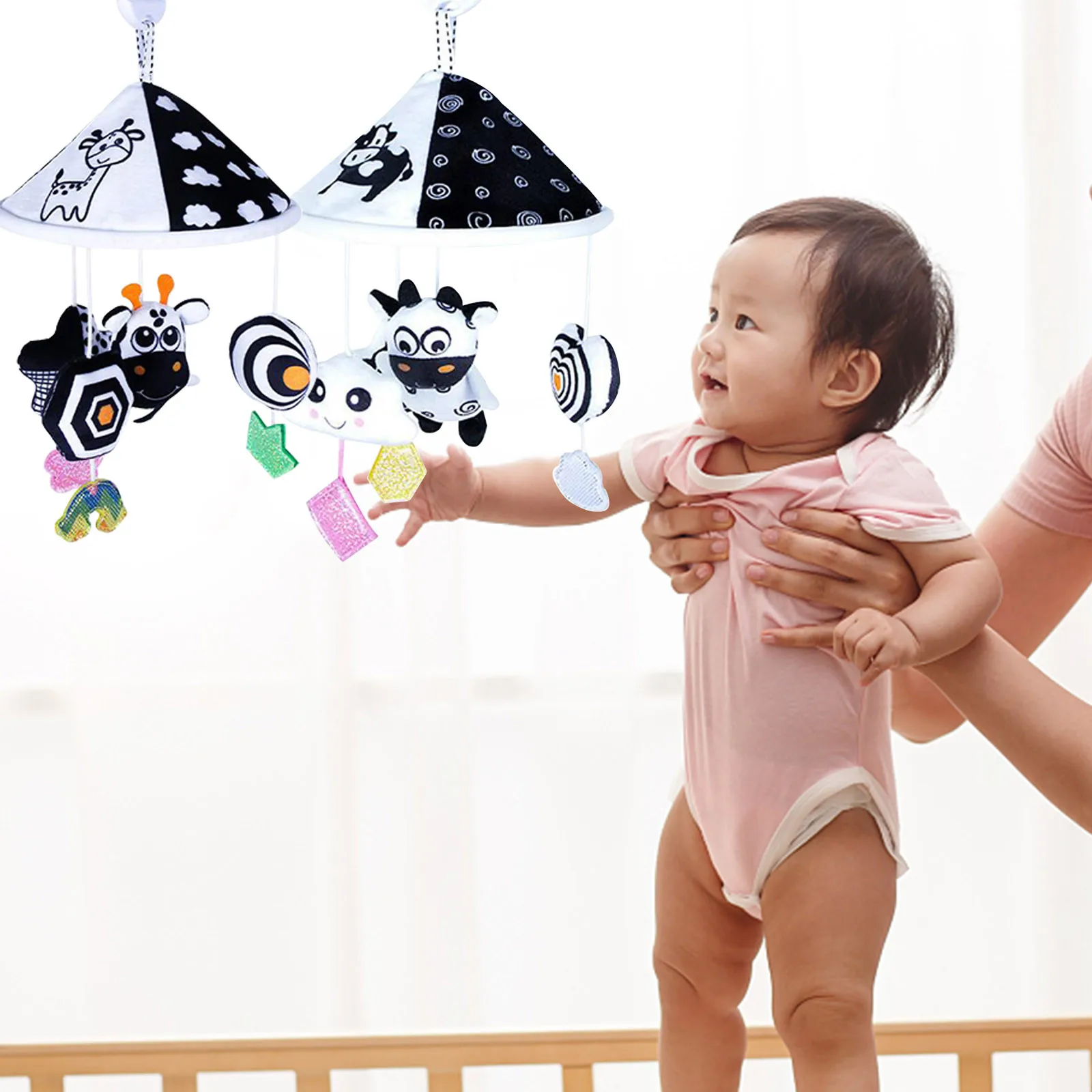 Baby Musical Crib Mobile with Arm Bed Bell Interactive Nursery Toys For