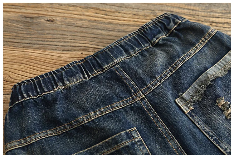 OMIKRON New Women Fashion Casual Vintage Embroidery Patchwork Elastic High Waist Blue Denim Boyfriend Jeans Harem Pants Trousers