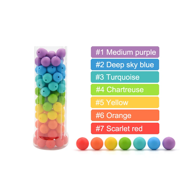 LOFCA 9mm Loose Beads 100pcs/lot Silicone Teether Round Baby Food Grade Teething Beads DIY Chewable Colorful Teething For Infant 5