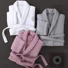 Зимние халаты для мужчин и женщин, хлопок, вафельный утолщенный пятизвездочный домашний банный халат, махровое полотенце, впитывающее банные халаты