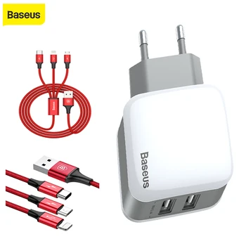 

Baseus USB charger Lighting+Micro+Type-C Charger Cable 2.4A double cargador USB Universal Phone Charger charging for the phone