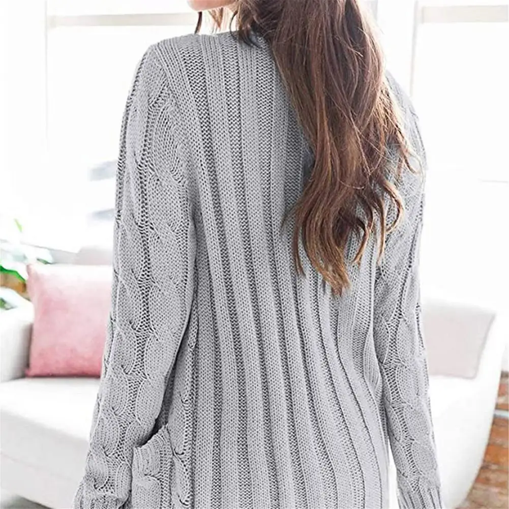 Women Classic Loose Cable-knit Cardigan Sweater Vintage V Neck Button Open Front Cardigan Long Sleeve Female Outerwear 2021 2