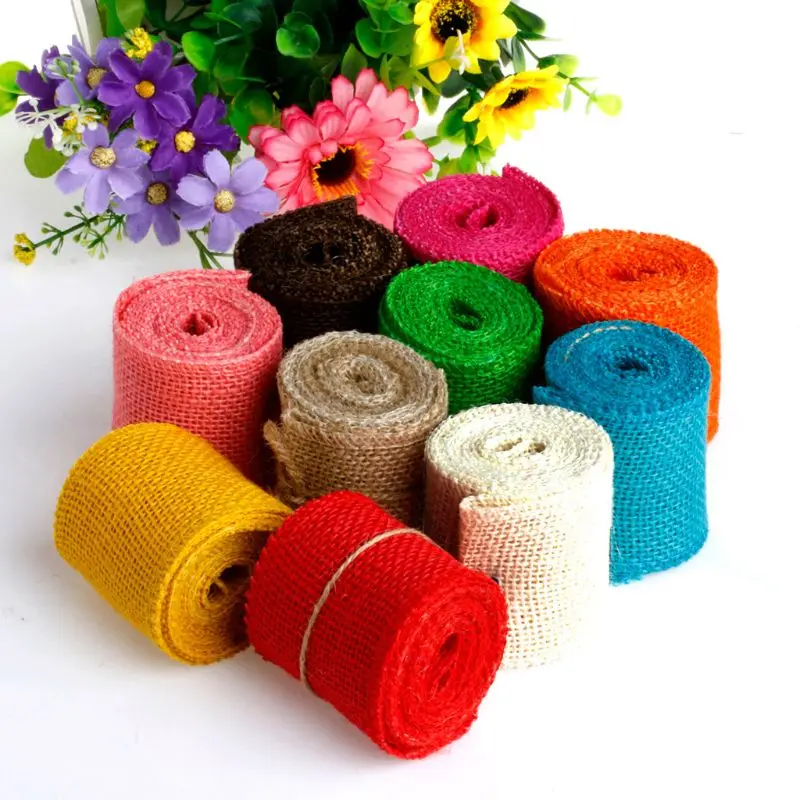 DIY 2 м натуральный джут Hessian Мешковины Ленты деревенский свадебный пояс ремень ремесло D08D