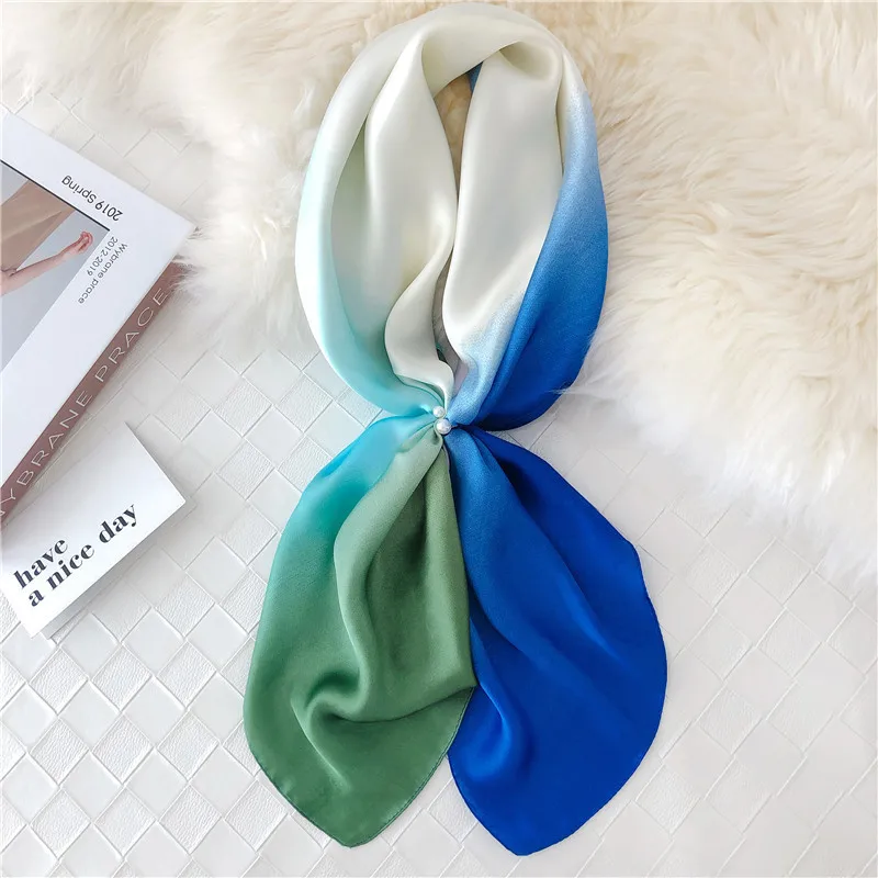 

Fashion All-match Sunscreen Shawl Gradient 90 Square Scarf Silk Scarves Sjaals Voor Dame Echarpe Femme Chale Patchwork Polyester