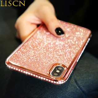Rose-Gold LISCN, расшитые стразами; большие размеры покрытием телефонные чехлы для samsung Galaxy A520 A750 мягкий чехол samsung A6 8 10 20 20E 40 50 60 70 M10 20-30 - Цвет: Rose-Gold