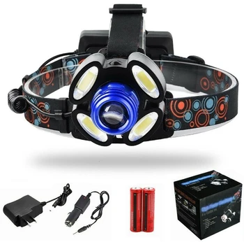 

Linterna Frontal Recargable de cabeza luz LED 000LM T6 4X COB ZOOM Impermeable