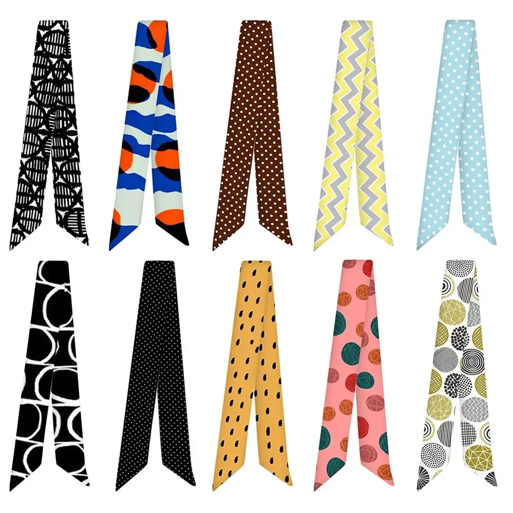 

2020 New Dot Print Twill Small Silk Scarf For Women Variety Handbag Scarf Bag Handle Tie Ribbon